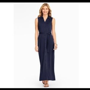 Talbots sleeveless jersey button-front maxi dress